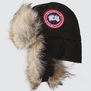 Canada Goose Black Hat with Real Fur Trim